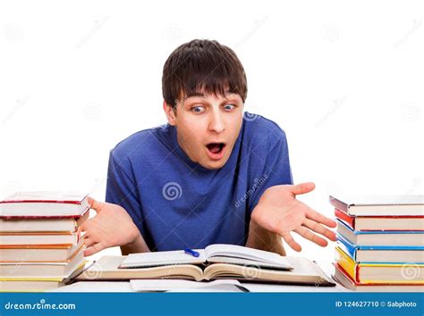 Confused Student With A Books Stock Photo Image Of College Isolated