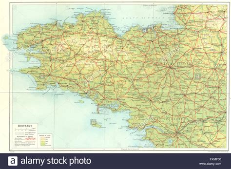 France Brittany Bretagne 1928 Vintage Map Stock Photo Alamy