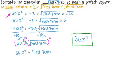 Question Video Completing Algebraic Expressions To Make A Perfect