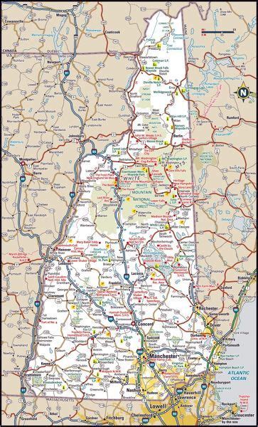 New Hampshire Highway Map 14432043 Poster Print Media