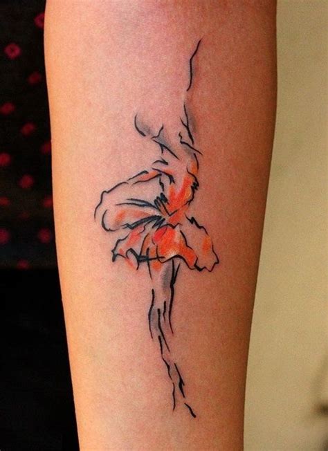 Orange Ballet Dancer Tattoo