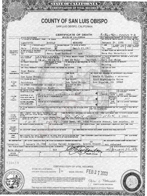 They include a form called a declaration of death, which must be written by a spouse, relative or someone who can identify the deceased. Offiical Death Certificate and Sheriff-Coroner's Autopsy ...