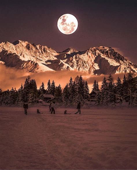 Pleine Lune Dans Les Alpes Suissesy Mountain Landscape Photography