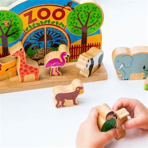 Childrens Wooden Toy Zoo Play Set By Lanka Kade