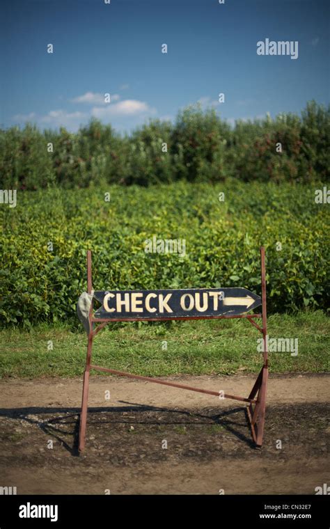 Check Out Sign On Farm Stock Photo Alamy