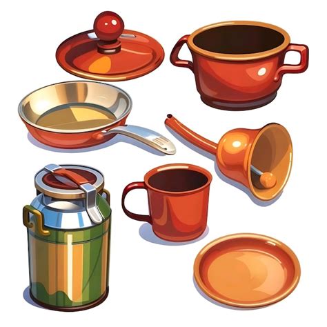 Premium Vector Tableware And Household Items Made Of Metal