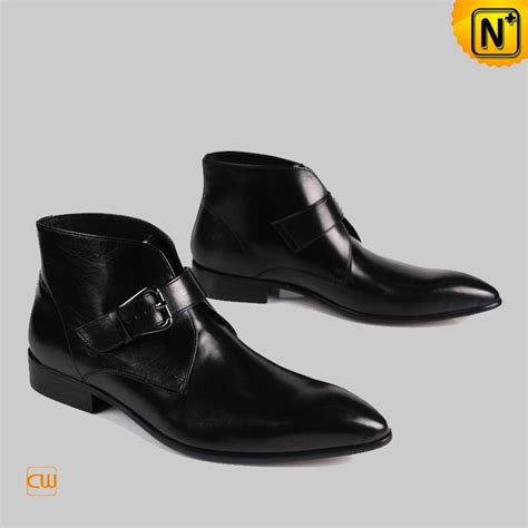 Mens Black Italian Leather Dress Boots Cw763338