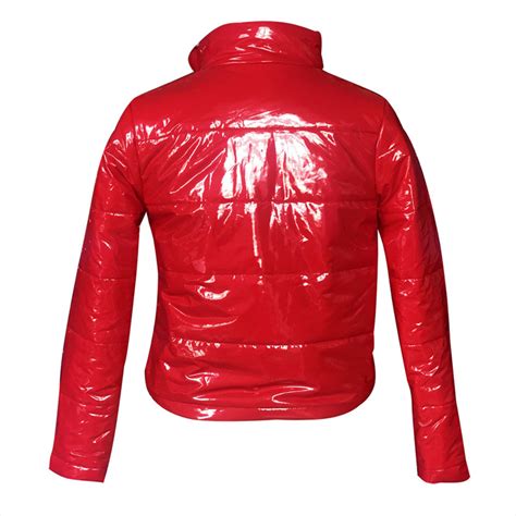 wholesale s 2xl women fashion bright pu leather bubble coat