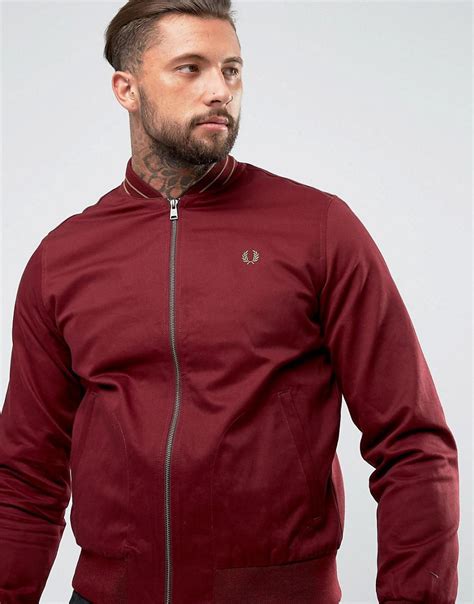 Lyst Fred Perry Tipped Bomber Jacket In Red In Red For Men