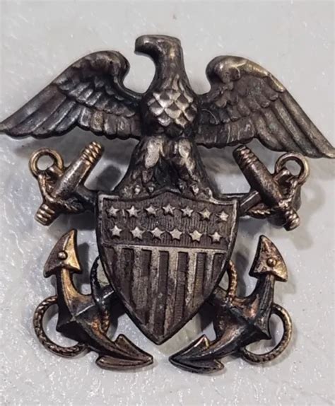 Vintage Ww2 Us Navy Officers Eagleshieldanchors Pin Badge Sterling
