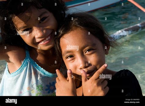 Cute Filipino Children On The Island Of Malapascua In Cebu Stock Photo