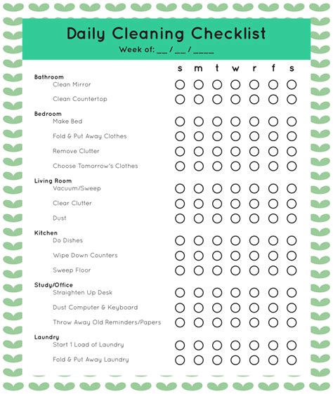 Free Printable Cleaning Checklist Printable Templates Sexiz Pix