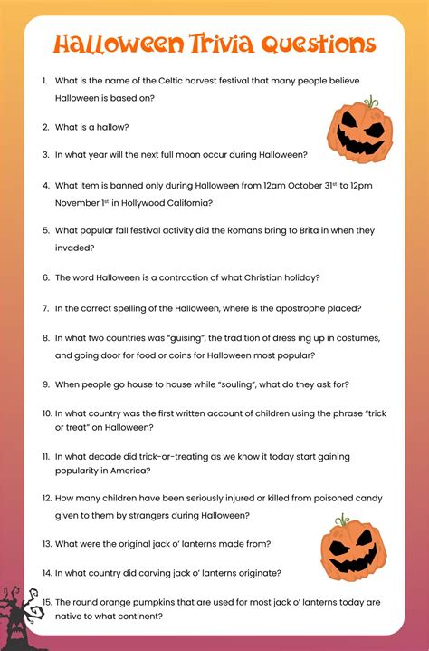 Free Printable Halloween Trivia