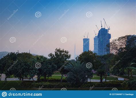 Alley With Green Lawn And Trees In The Zabeel Park Stock Image Image