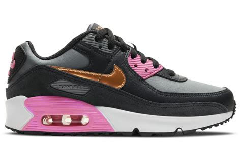 Nike Air Max 90 Leather Grey Copper Pink Gs Kids Cd6864 025 Us