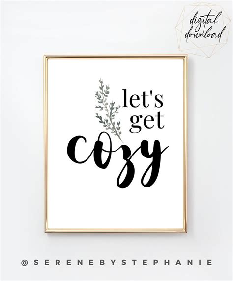 Lets Get Cozy Art Print Digital Download Cozy Quote Etsy Art