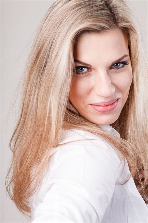 Premium Photo Beautiful Blonde Business Woman In White Shirt