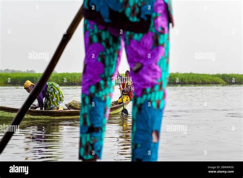 Africa West Africa Benin Lake Nokoue Ganvié Two Women On A Pirogue