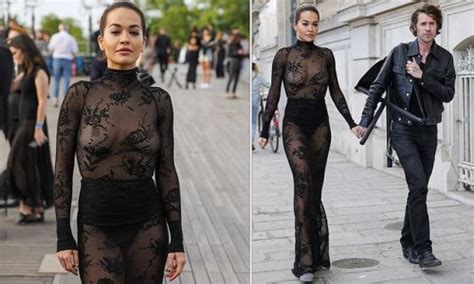 Braless Rita Ora Puts On A Very Racy Display In A Sheer Lace Gown As