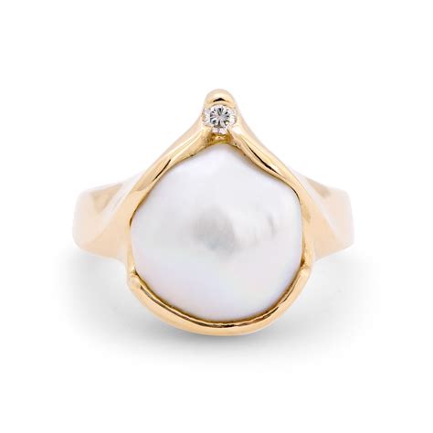 Baroque Pearl And Diamond Ring Dejonghe Original Jewelry