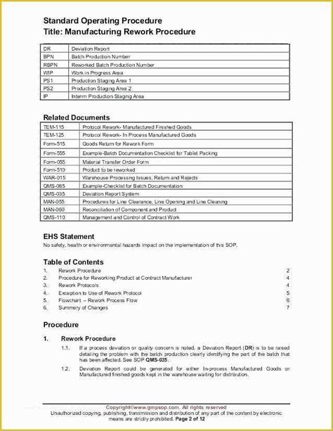 Work Instruction Template For Manufacturing