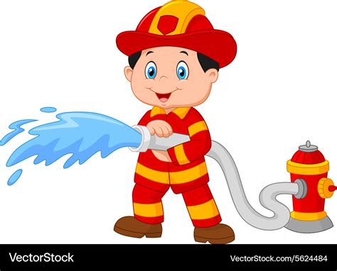 Firefighter Pours From A Fire Hose Royalty Free Vector Image