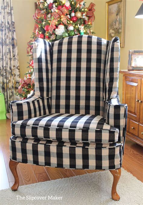 Wing Chair Slipcover In Buffalo Check Slipcovers For Chairs
