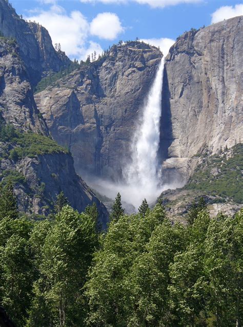 Waterfall And Landscape In Yosemite National Park