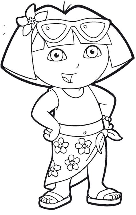 Dora Costume Wear Beach Coloring Pages | Disney coloring pages, Coloring pages, Summer coloring ...