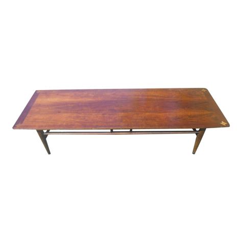60.25 wide x 17.5 deep x 15 high. 1960s Vintage Lane Walnut Surfboard Coffee Table | Chairish