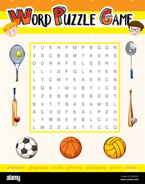 Word Puzzle Game With Sport Theme Stock Vector Image And Art Alamy