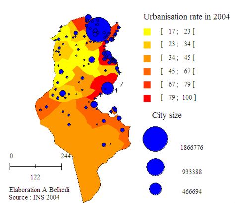 Tunisia Population Density Map