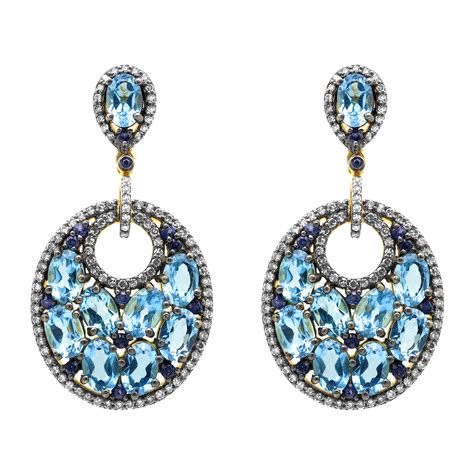 Art Deco Sapphire And Diamond Drop Earrings At Stdibs