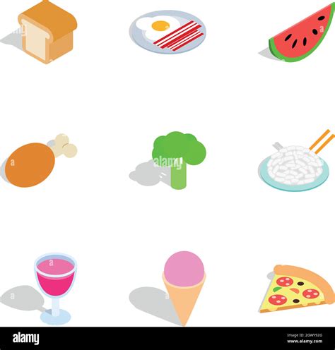 Cuisine Menu Icons Isometric 3d Style Stock Vector Image And Art Alamy
