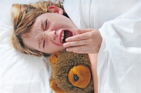 Tired Girl Yawning In Bed Stock Photo Image Of Bedtime 11000990