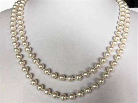 Vintage Japan White Glass Pearl Necklace Inch Mm Etsy Pearl Rope Pearl Necklace Pearls