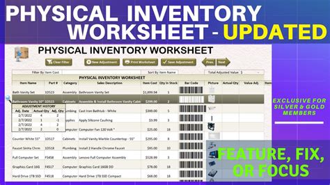 Physical Inventory Worksheet Updated Youtube