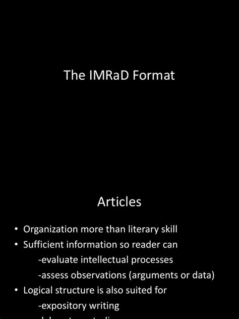 Use of the imrad formatting was significantly affected by the composition of the teams (χ2 (2df) = 25.621, p < 0.01) especially when comparing the student only teams to the faculty only teams. 4 2 the IMRaD Format | Scientific Method | Statistics