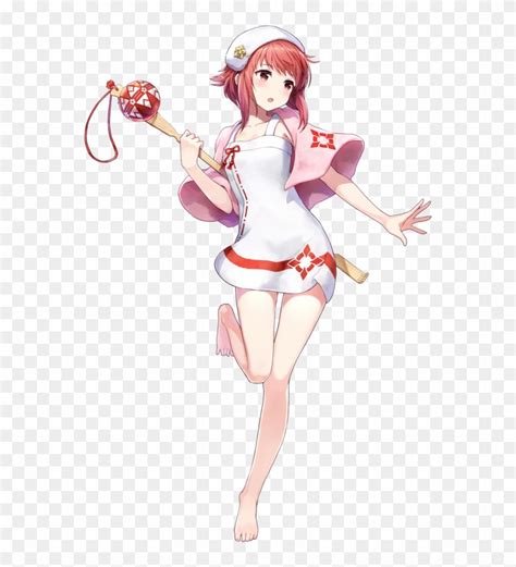 1girl Amagai Tarou Bangs Bare Legs Barefoot Breasts Fire Emblem Heroes Sakura Hot Springs