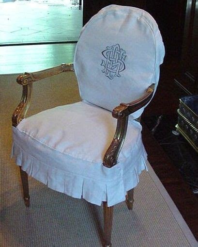 Belgian slope arm slipcovered armchair. monogrammed chair covers | Monogrammed dining chairs in ...
