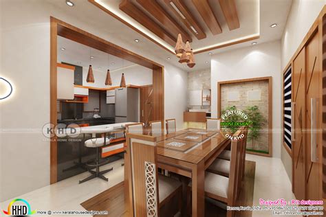 Most modern living rooms are minimalist in design and decor. Dining with open kitchen and living room - Kerala home ...