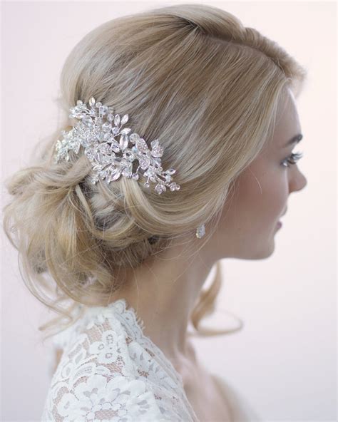 Swarovski Crystal Hair Clip Silver Hair Clip Bridal Hair Etsy