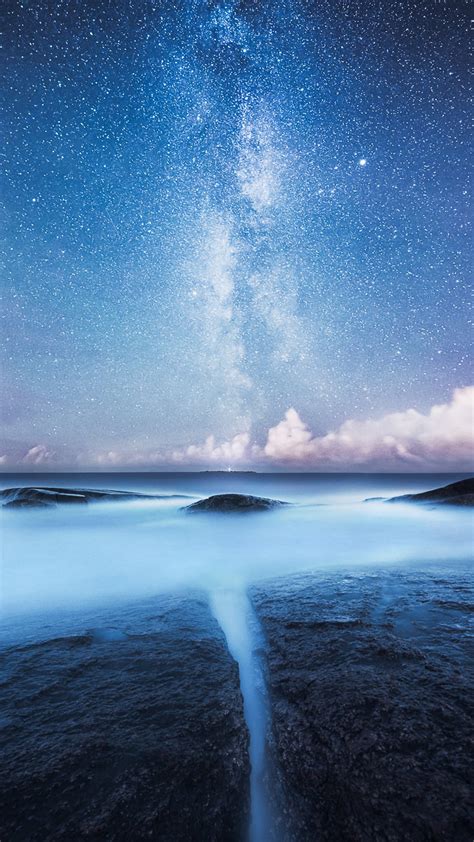 Starry Sky Milky Way Snow Wallpaper 1080x1920