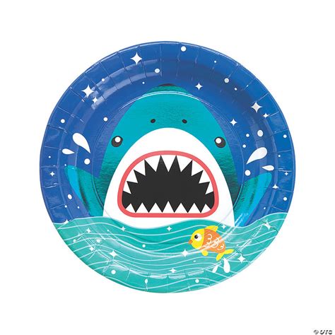 Fill your hearts with joy and your plates with food! Shark Party Dinner Paper Plates | Oriental Trading