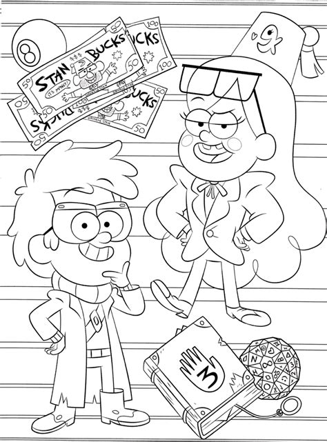 Coloring, the act of adding color to the pages of a coloring book; New super cool Graviry Falls coloring pages - YouLoveIt.com