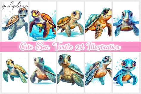Cute Sea Turtle 2d Illustration Graphic By Fonshopdesign · Creative Fabrica