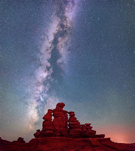 Sandstone Hoodoos Under Milky Way Galaxy In Sky At Night Ward Terrace
