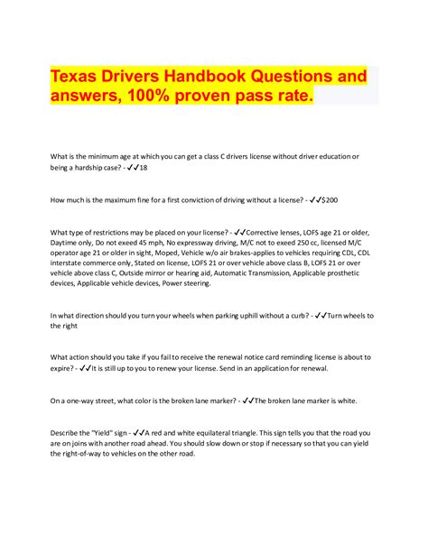 Texas Driving Course Bundle All Exam Questions With Answers Graded A