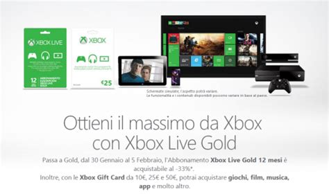 Volete Passare A Xbox Live Gold Fino Al 5 Febbraio Sconto Del 33