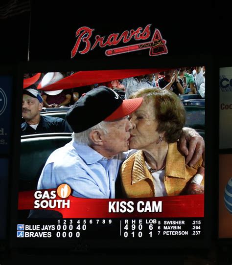 Jimmy Carter Wife Rosalynn Smooch On Atlanta Braves Kiss Cam
